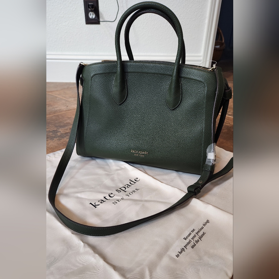 Kate Spade Olive/Pine Green Pebbled Knotted Leather Handbag